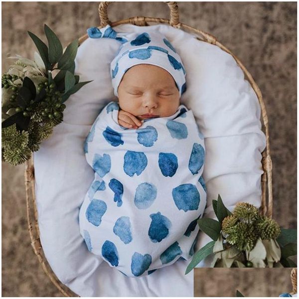 Decken Swaddling Bedruckte Kleinkinder Geschenk Schlafsack Pografie Prop für Neugeborene Home Baby Ddle Decke Set Zubehör Wrap mit Kappe Dro DH58Y