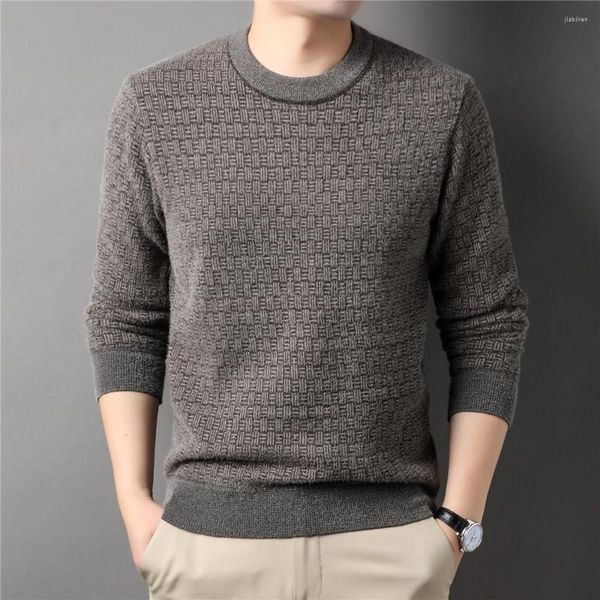 Мужские свитера, брендовый флисовый вязаный свитер с круглым вырезом, мужская одежда, осенне-зимнее поступление, классический повседневный теплый пуловер, Джерси Z1180