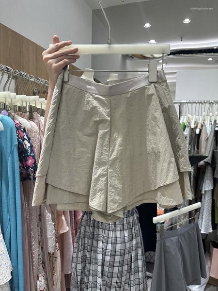 Pantaloncini da donna 2023 moda estate donna abbigliamento coreano vita alta volant doppio strato pantaloni larghi larghi casual capispalla