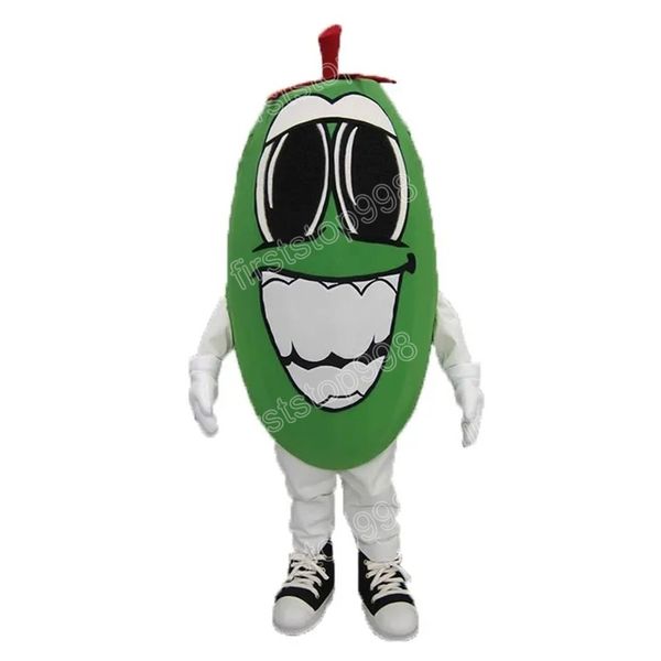 Costume della mascotte del peperone verde di Halloween Personaggio a tema anime dei cartoni animati di alta qualità Vestito per adulti per pubblicità esterna natalizia