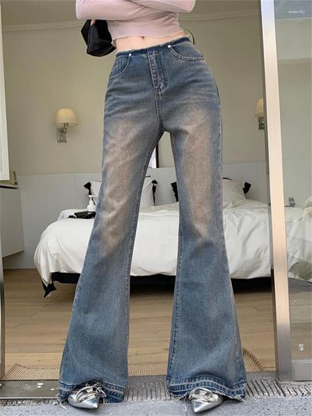 Jeans femminile plamtee retro flare women autunno chic slim cosinet wear all match high street 2023 mujer denim ol