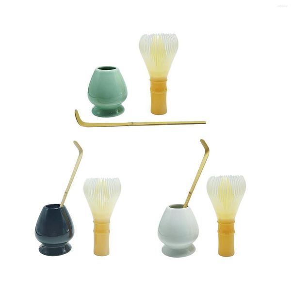 Teepinsel, 3-teiliges Matcha-Schneebesen-Set, handgefertigt, traditionelles Zubehör, Ständer für Zuhause, Schlafzimmer, Urlaub, Tischgeschenk