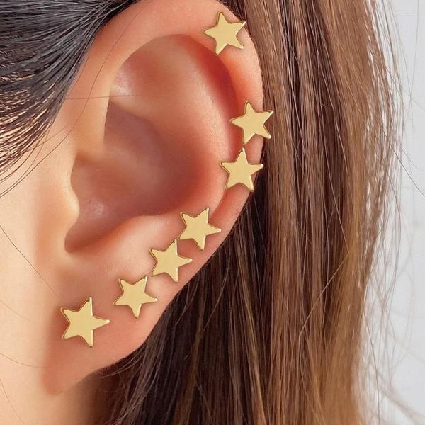 Rücken Ohrringe Gold Farbe Silber Metall Für Frauen Pentagramm Sterne Ohr Clips Manschette Punk Mode Schmuck Geschenk