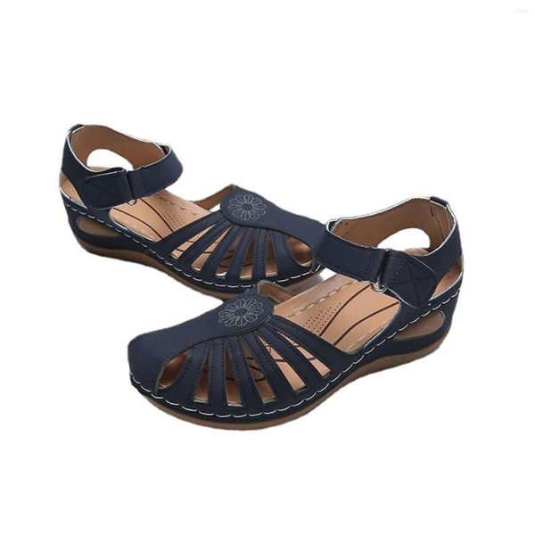 Sandali Casual Fibbia cava laterale Tacco alto piatto Scarpe romane Minimalista Donna Piedi sudati Donna Taglia S 8 Media