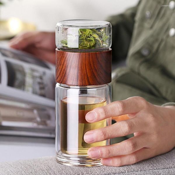 Şarap bardak cam su şişesi ile çay infüzer filtre yaprağı ayırma ısıya dayanıklı plastik sızıntı dayanıklı ev içecek mutfak barı