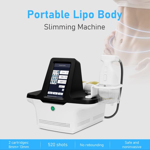 Macchina Liposonic HIFU portatile Pelle che stringe la perdita di peso Rimozione del grasso 0.8cm 1.3cm Macchina liposonica per il dimagrimento del corpo