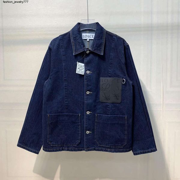 Jaquetas femininas Nanyou Alta Qualidade 2023 Primavera Outono Novo LO.E Denim Casaco Frente Peito Bolso De Couro Solto Casual Casacos de Moda Masculina e Feminina