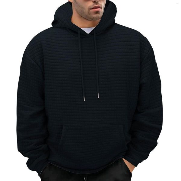 Hoodies masculinos casuais confortáveis de manga comprida com capuz pulôver suéter cor sólida casa com capuz masculino zíper memória h