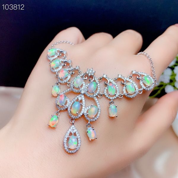 Kolye Kolye 4*6mm Doğal Avustralya Opal Kolye 925 STERLING Gümüş Büyük Taş Takı Kadınlar İçin Düğün Nişan Hediyesi 230918