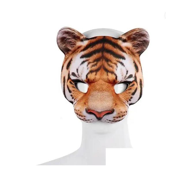 Decoração de festa Masquerade Tiger Máscaras Animal Leopardo Mardi Gras Halloween Meia Máscara Trajes Cosplay Kabuki Cat Dança Adereços Drop D DHPEY