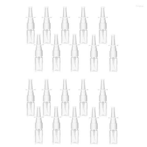 Bottiglie di stoccaggio 20 pezzi Flacone spray nasale Trasparente Piccolo Naso vuoto Riutilizzabili Nebulizzatori fini per viaggi 10ML