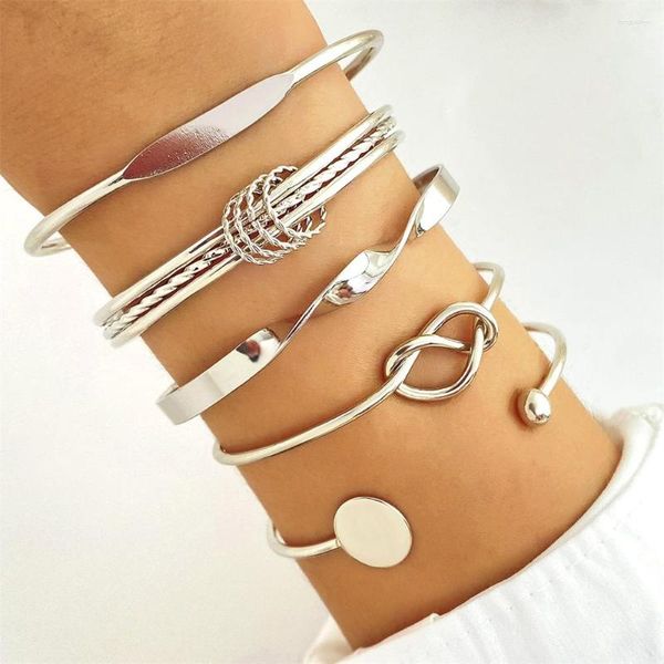 Armreif Silber Farbe Charm Armband Armreifen Für Frauen Punk Curb Kubanischen Kette Armbänder Set Boho Mode Schmuck Geschenke