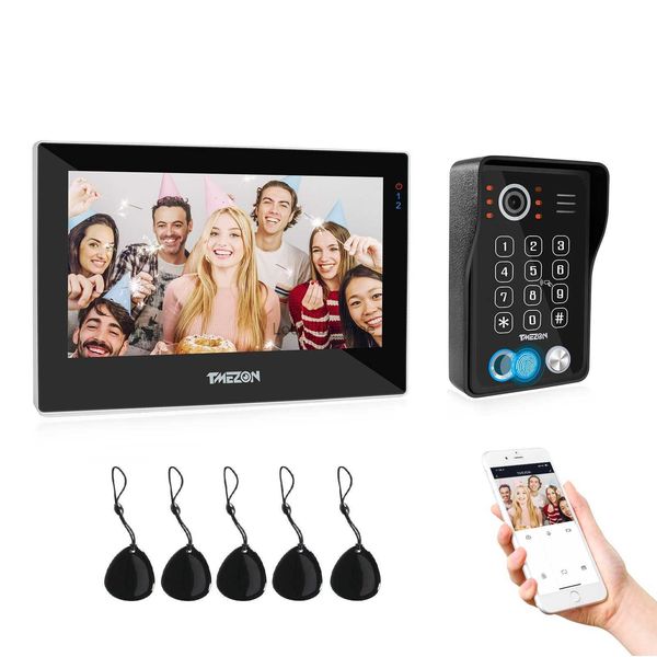 Türklingeln TMEZON WiFi-Video-Türsprechanlage 7-Zoll-Touchscreen mit 1080P verkabelter Türklingel 5-in-1-APP/Passwort/Fingerabdruck/Kartendurchzug/Monitor tuya HKD230918