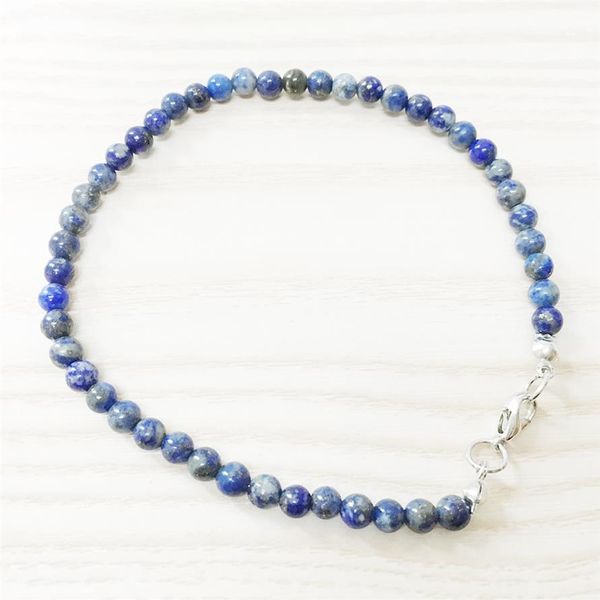 MG0148 Whole Ntural Lapis Lazuli Fußkettchen Handamde Stein Damen Mala Perlen Fußkettchen 4 mm Mini Edelstein Schmuck244k