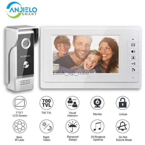 Campanelli da 7 pollici Telefono citofono per porta Videocamera citofono per appartamento Videocitofono con telecamera Protezione di sicurezza residenziale HKD230918