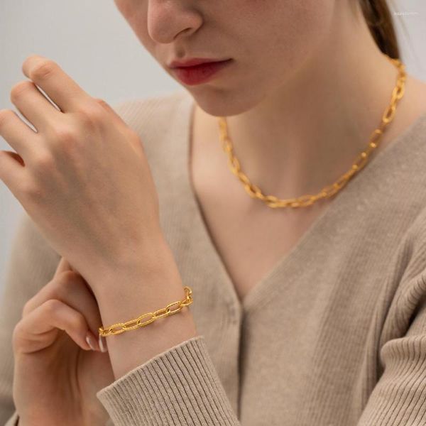 Halskette Ohrringe Set Vergoldet Damen Edelstahl City Ol Einfaches und exquisites Armband für Mädchen