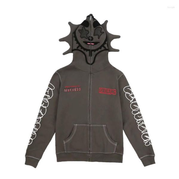 Felpe con cappuccio da donna Felpa con cappuccio full zip Y2k Felpa casual Giacca Harajuku American 2023 Stile retrò pigro per le donne Wen Loose Fun Multi Angle