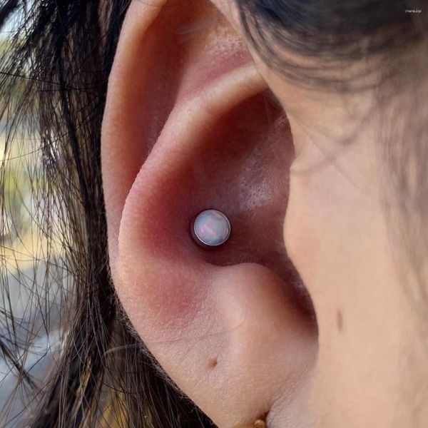 Brincos de pino UVW503 1 peça adorável opala de aço inoxidável brincos de orelha concha daith piercing joias para mulheres brincos