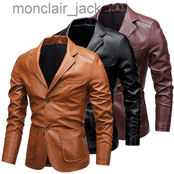 Jaquetas masculinas Homens Jaqueta de Couro Vintage Jaqueta de Motocicleta 2023 Moda Bolso Outono Jaqueta Masculina Windbreaker Jaquetas de Inverno Casacos de Couro de Lã Homem J230918