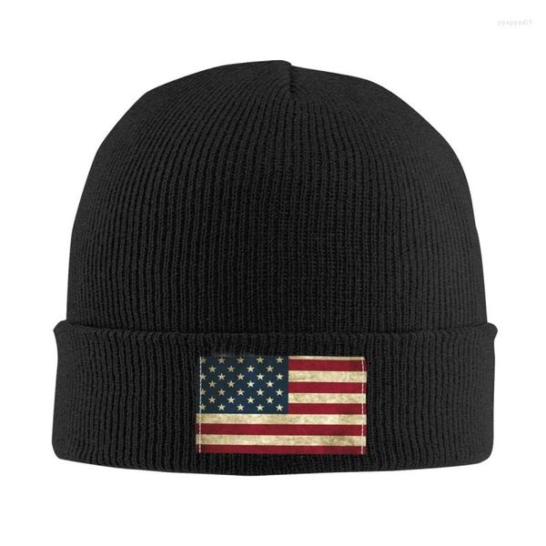 Berretti vintage bandiera americana cranio berretti tasselli inverno cappello da lavoro a maglia calda da donna cool adulto usa orgoglioso cappelli da sci all'aperto