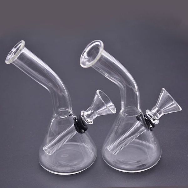 vendita all'ingrosso Narghilè Mini Glass Dab Bong Tubi per l'acqua con tubo da fumo per tabacco in vetro con bicchiere a triangolo da viaggio Downstem