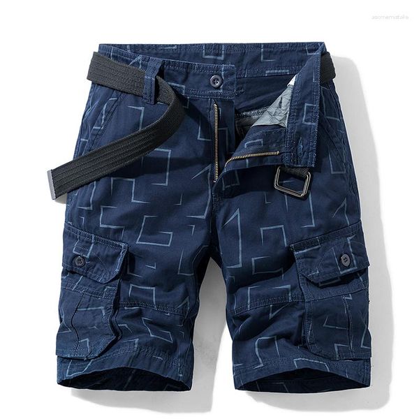 Pantaloncini da uomo in puro cotone estivo da uomo cargo ragazzi casual tascabile streetwear taglie forti uomo lungo bermuda Z137