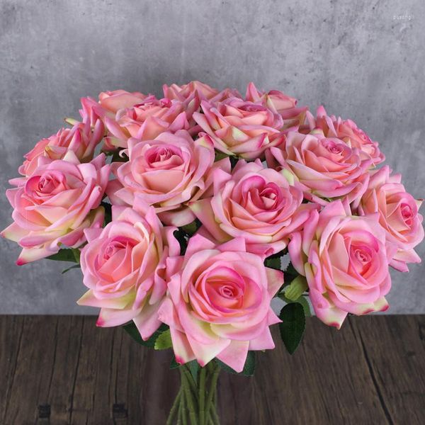 Flores decorativas ramo de rosa artificial veludo acácia canto rosas casa varanda decoração de jardim presente de dia dos namorados simulação de festa