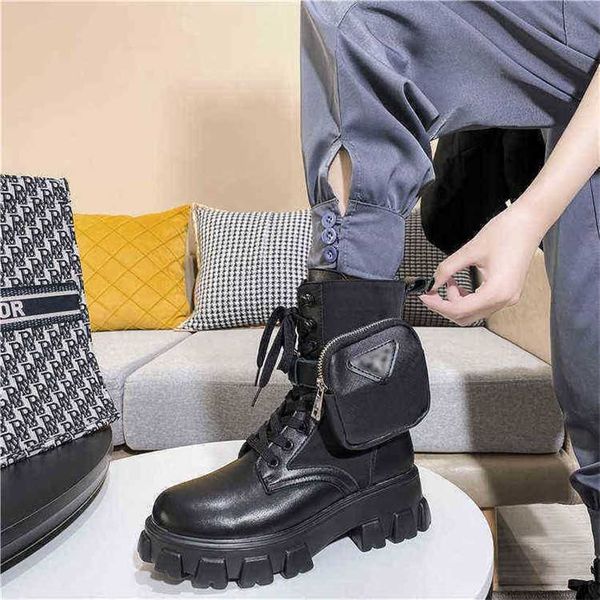 Women Boots Ledertasche Dicke Soled High Motorcycle Martin Boots British Short Tube Large Women 0709