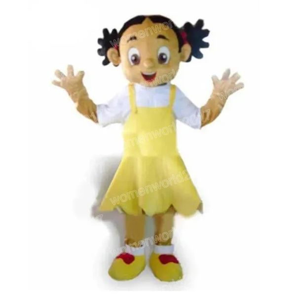 Costume da mascotte per ragazze di Halloween Yellow Dess, completo di personaggi dei cartoni animati di alta qualità, completo per adulti unisex, compleanno, Natale, carnevale