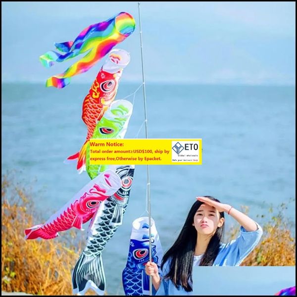 Japan-Stil Karpfen Windsack Flagge Glockenspiel Hängende Dekorationen Hof Koinobori Dekor Drop Lieferung 2021 Dekorative Objekte ZZ