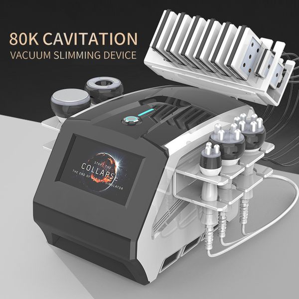 80K Vacuum Cavitation 6 in 1 Figure Sculpture Excrescence Removal Metabolism Promoting Equipment Lipo-laser RF Pore Shrinking Machine
