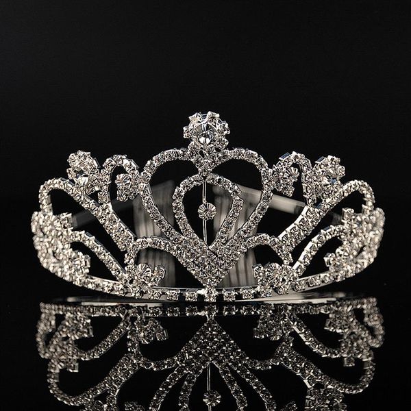 Tiaras de casamento com cristais de prata baratos, coroas de noiva com contas, peças de cabeça de strass, pente barato, acessórios para cabelo, concurso, tiara259j