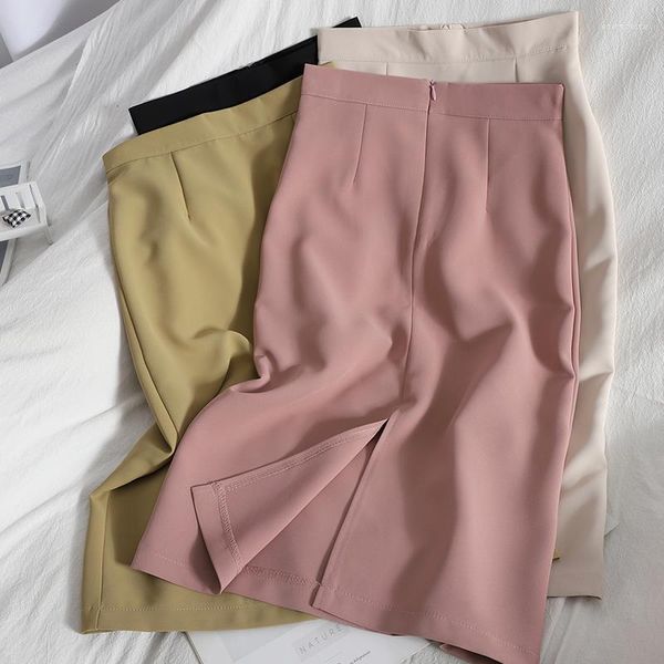 Röcke Anzugmaterial Halbrock 2023 Frühling/Sommer Small Pink Slim Fit Professional One Step Split