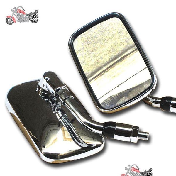 Espelhos de motocicleta espelho retrovisor lateral cromado para honda kawasaki suzuki 10mm rosca retrovisor moto bicicleta chopper personalizado drop entrega dh6bb