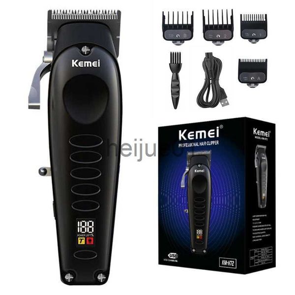 Barbeadores elétricos Kemei All Metal Aparador de cabelo profissional para homens recarregável barba cortador de cabelo barbeiro sem fio máquina de corte de cabelo elétrico x0918