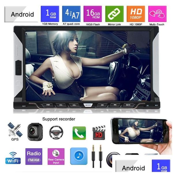 Auto GPS Zubehör 7 Zoll 2 Din Radio Bluetooth HD 1024X600 MP5 Player Stereo Navigation Integrierte Hine Für Android 8.1 Drop Del Dhkzr