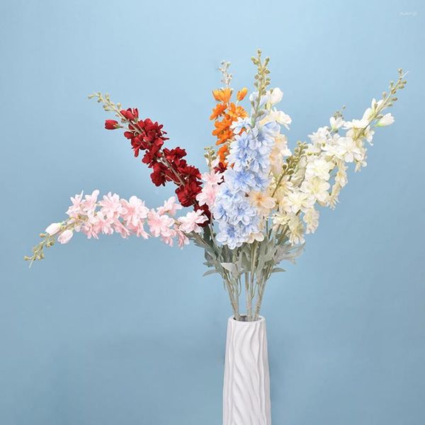 Dekoratif Çiçekler 87cm sümbül Violet Çiçek Sahte İpek Yapay Mariage Doğum Günü Partisi Gelin Çiçek Ev Dekorasyon Süs Flores