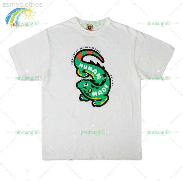 Homens camisetas 2023 Verão Slub Algodão Confortável Lagarto Impressão Humano Feito T-shirt Homens Mulheres Top Quality Loose Miami Animal Gráfico Limited Tee