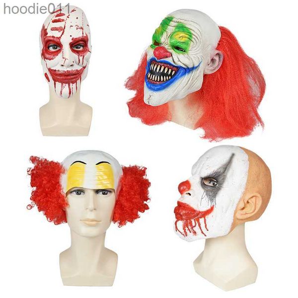 Kostümzubehör Startseite Lustiger Clown Gesichtstanz Cosplay Maske Latex Partymaske Kostüme Requisiten Halloween Terror Maske Männer gruselige Masken C212 L230918