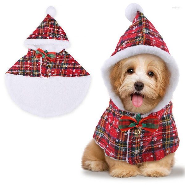 Costumi per gatti Mantello invernale per animali domestici Mantello natalizio con cappuccio Mantelli per cani con papillon Abbigliamento per feste a tema Costume da viaggio per cani da passeggio all'aperto