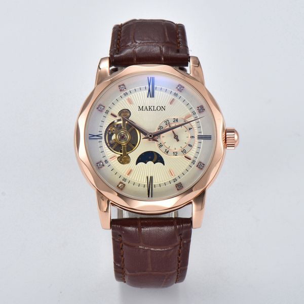 Orologio da uomo blu orologi da polso meccanici automatici moda orologio da uomo di lusso di design di alta qualità classici orologi da uomo in oro rosa scava fuori orologio con cinturino nero