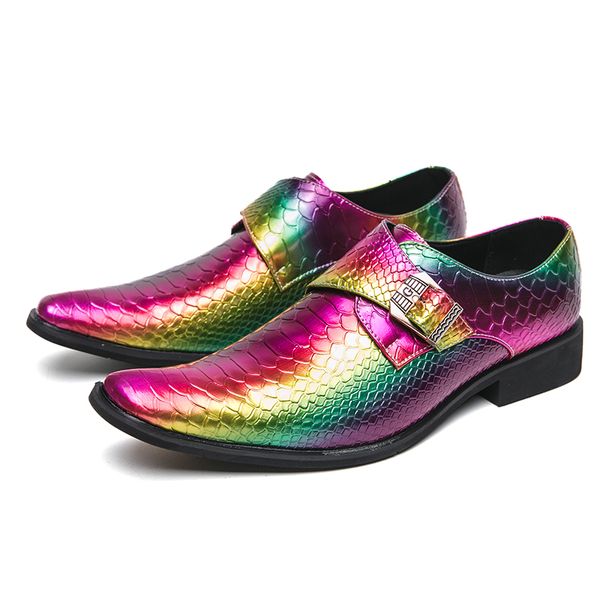 Sapatos masculinos de couro serpentina com cadarço pontiagudo, vestido de casamento, baile de formatura, mocassins, calçados zapatos hombre para meninos, botas de festa