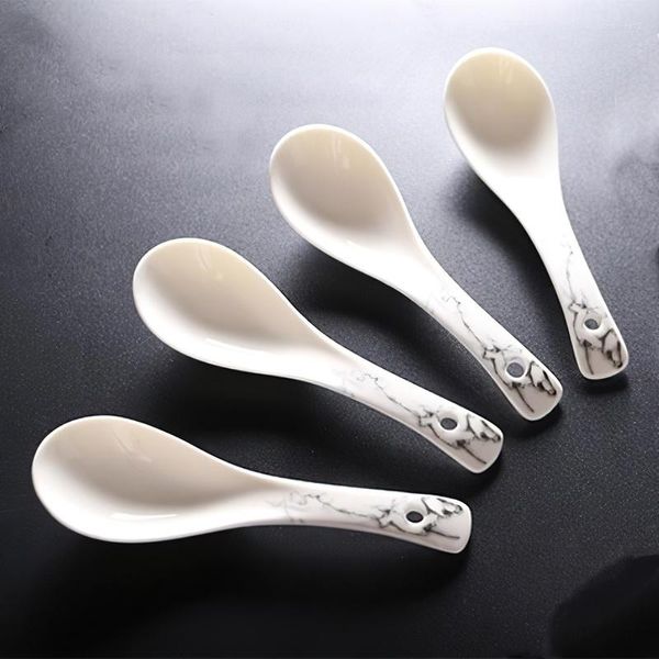 Cucchiai Bone China Cucchiaio Marmorizzazione Scoop Utensile Mestolo Cena Stoviglie in ceramica Mestolo Stoviglie Posate Ristorante Cucina di casa Supplie