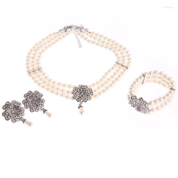 Атрибуты для вечеринок 1920-х годов, женское платье-хлопушка, комплект аксессуаров для косплея, Гэтсби Чарльстон, жемчужное ожерелье, серьги, браслет, 3 предмета для свадьбы