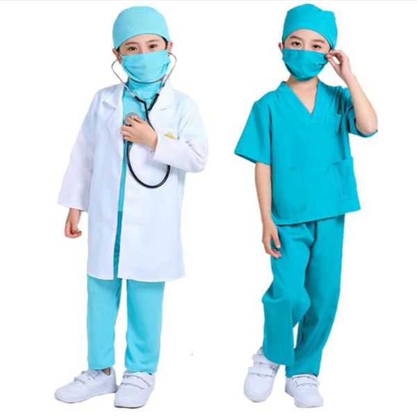 Cosplay crianças uniforme crianças médico enfermeira trabalho camisa calças casaco terno meninos meninas cosplay trajes de halloween festa aniversário presente 230915