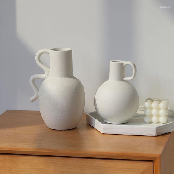 Vasi Nordic Simple Ins Vaso in ceramica Ornamenti Modern Light Luxury Decorazione domestica Pianta Avanzata Wabi Sabi Style Artigianato