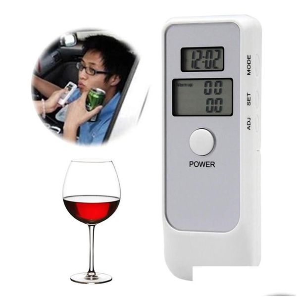 Teste de alcoolismo Respiração Digital Diagnosticar Ferramentas Drive Safety Dual Lcd Tester com Relógio Backlight Breathalyzer Driving Essentials Parkin Dhsg9