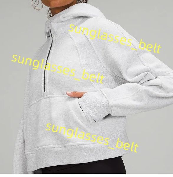 Lu-088 Damen Jacken Hoodys Plus Samt Herbst und Winter Yoga Hoodie Scuba Verdickung Sport Halbreißverschluss Terry Designer Pullover Kleidung