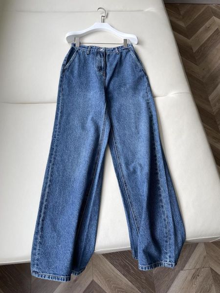 Calças femininas cintura alta reta jeans longos versão tipo modificação perna moda 2023 outono