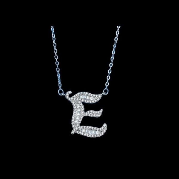 Halskette mit 26 englischen Buchstaben-Anhänger, luxuriöser Modeschmuck, 925er-Sterlingsilber, Pavé-Halskette mit weißem Topas und CZ-Diamant, unendlicher Edelstein, Hochzeit-Halskette